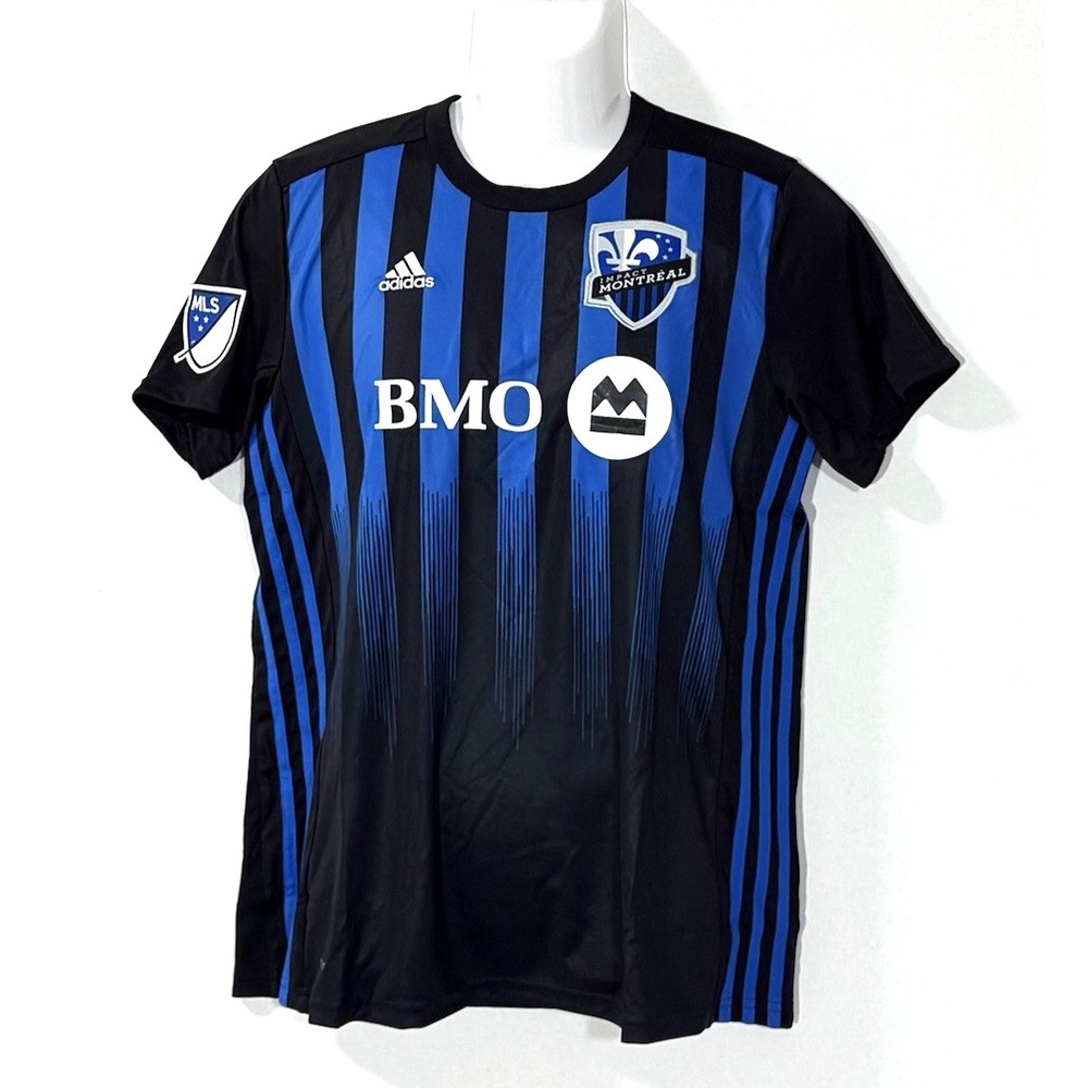 Adidas Montreal Impact MLS Shirt Size L Black Blue Climalite Jersey Top